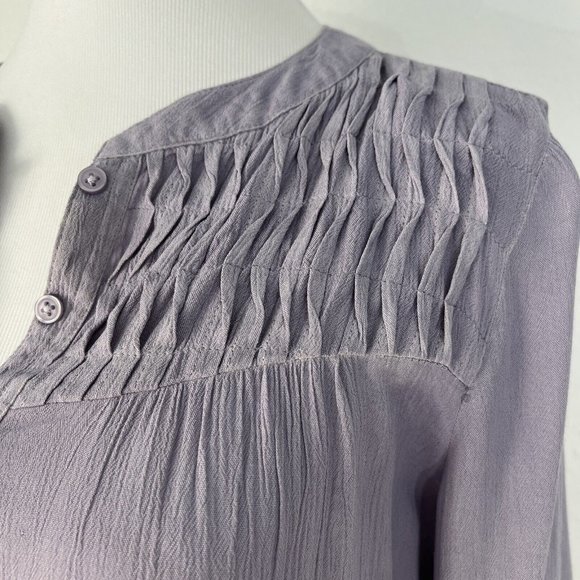 Bandolino Womens Top S Purple White Trudy Blouse Peasant Tab Sleeve NWT - Picture 9 of 16